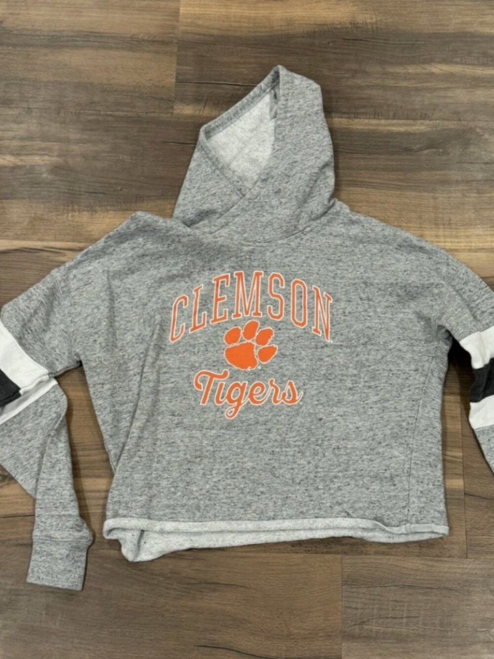 Top of the World Womens Clemson Tigers Grey Crop Hoodie Sweatshirt Small